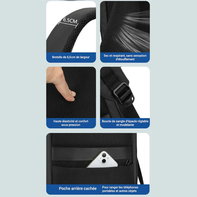 Sac à dos cabine - système compression sous vide 45 cm x 30 cm x 14 cm