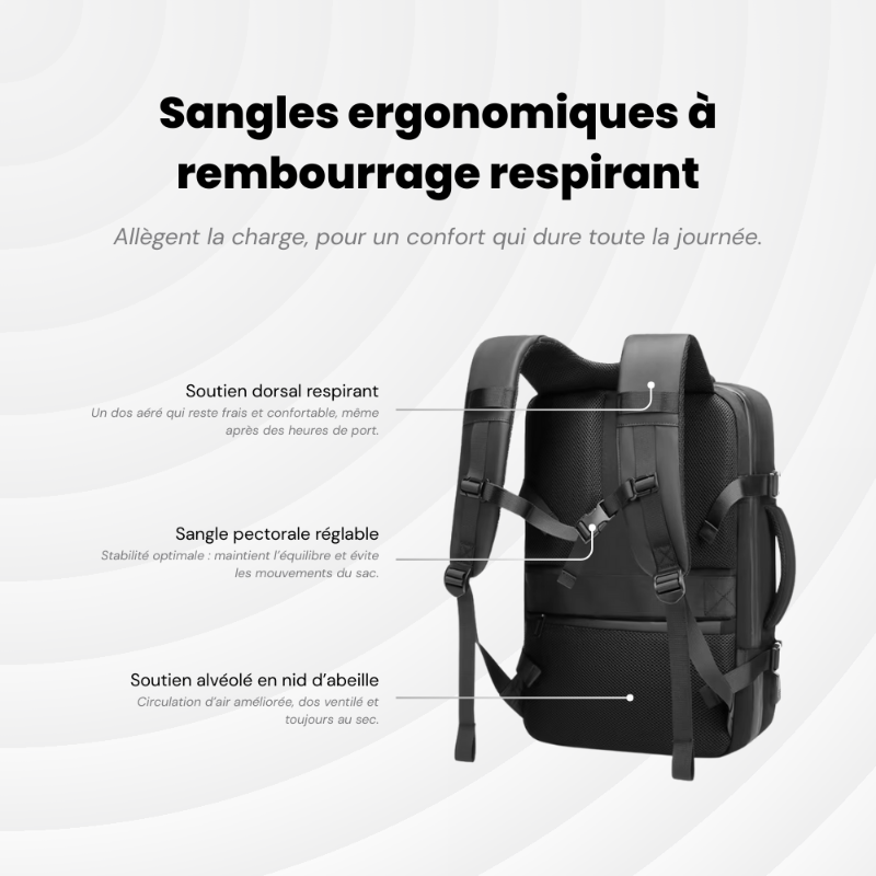 Sac à dos Extensible et à Compression sous vide - Chargeur USB 25 à 40 L