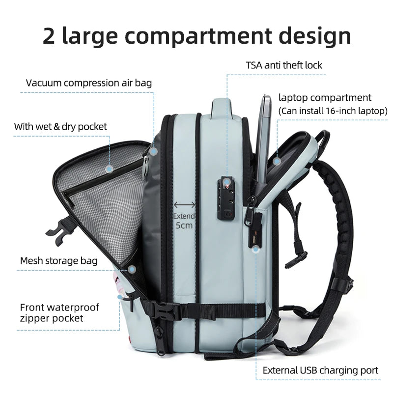 Sac à dos cabine à compression sous vide - Extensible - 40L