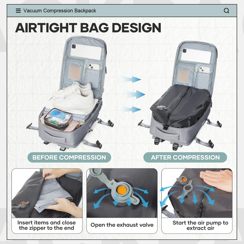 Sac à dos cabine à compression sous vide 47x33x20 cm