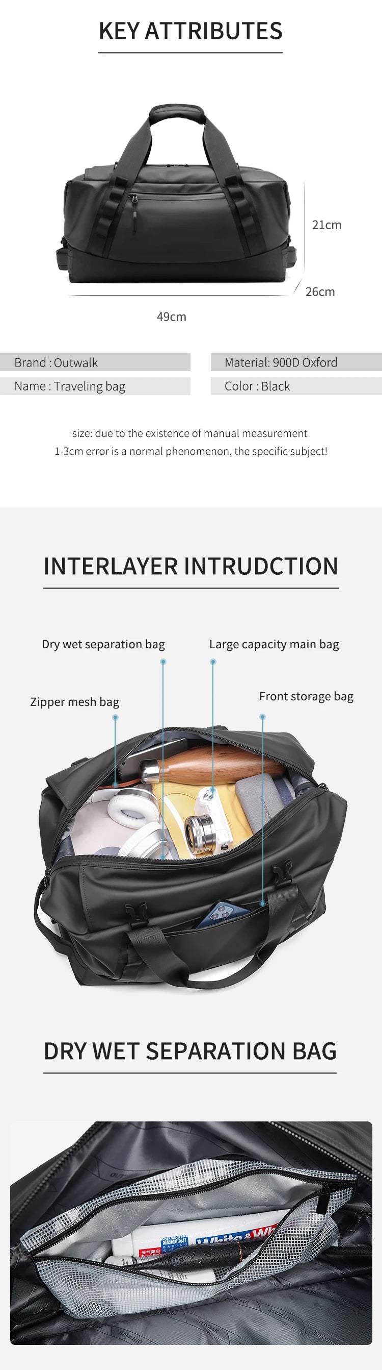 Sac à dos à bandoulière multifonction étanche 20–35L – Voyage, sport & usage quotidien