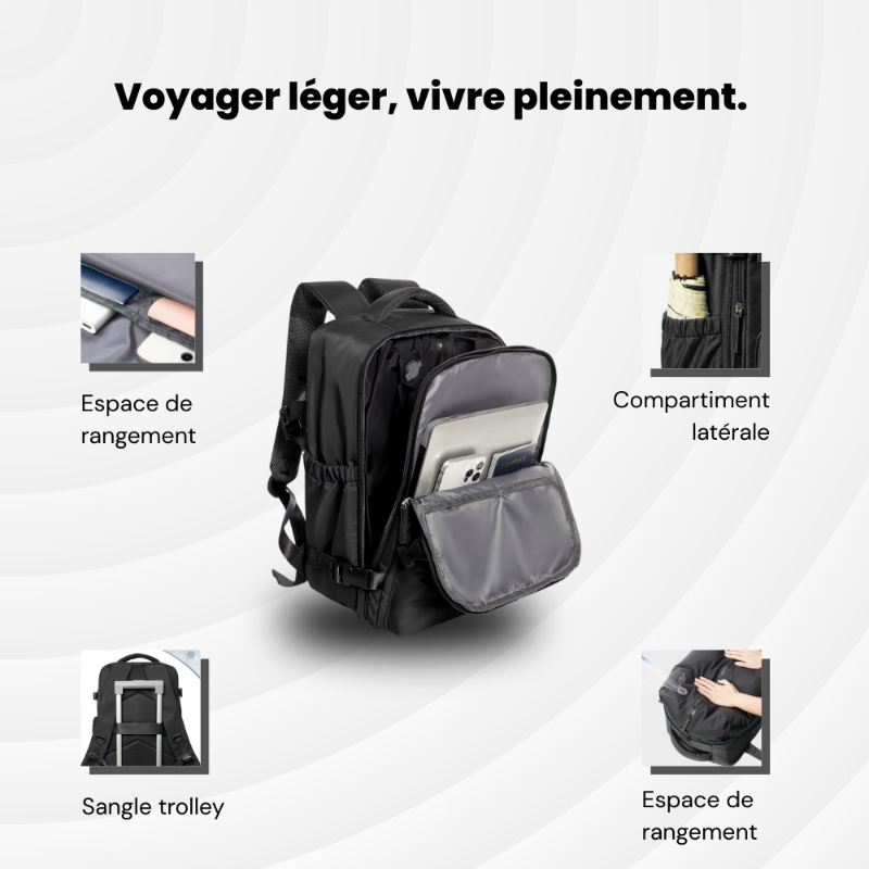 Sac à dos cabine - système de compression sous vide intégré 42x29x15