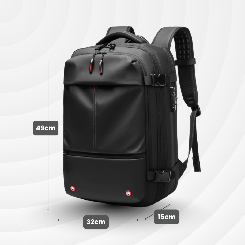Sac à dos cabine extensible 36→55L – Compression sous vide intégrée