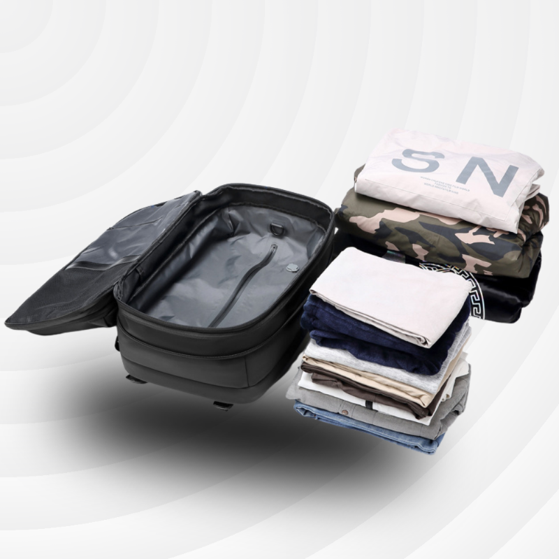 Sac à dos cabine extensible 36→55L – Compression sous vide intégrée