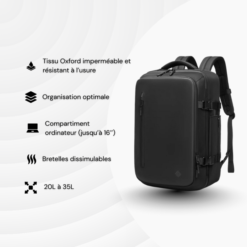 Sac à dos de voyage cabine - système de compression sous vide intégré