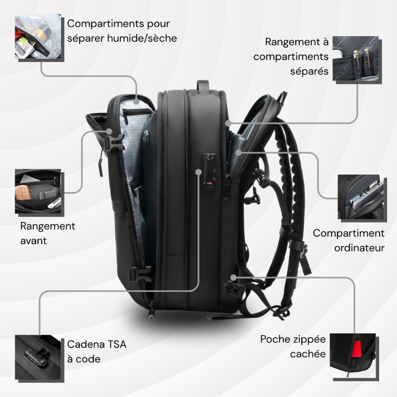 Sac à dos cabine à compression sous vide - Extensible