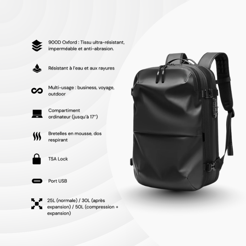 Sac à dos cabine à compression sous vide - Extensible