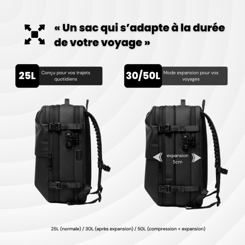 Sac à dos cabine à compression sous vide - Extensible
