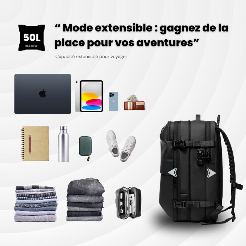 Sac à dos cabine à compression sous vide - Extensible