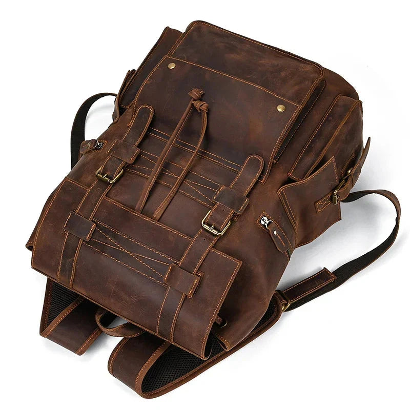 grand sac a dos marron pour homme en cuir