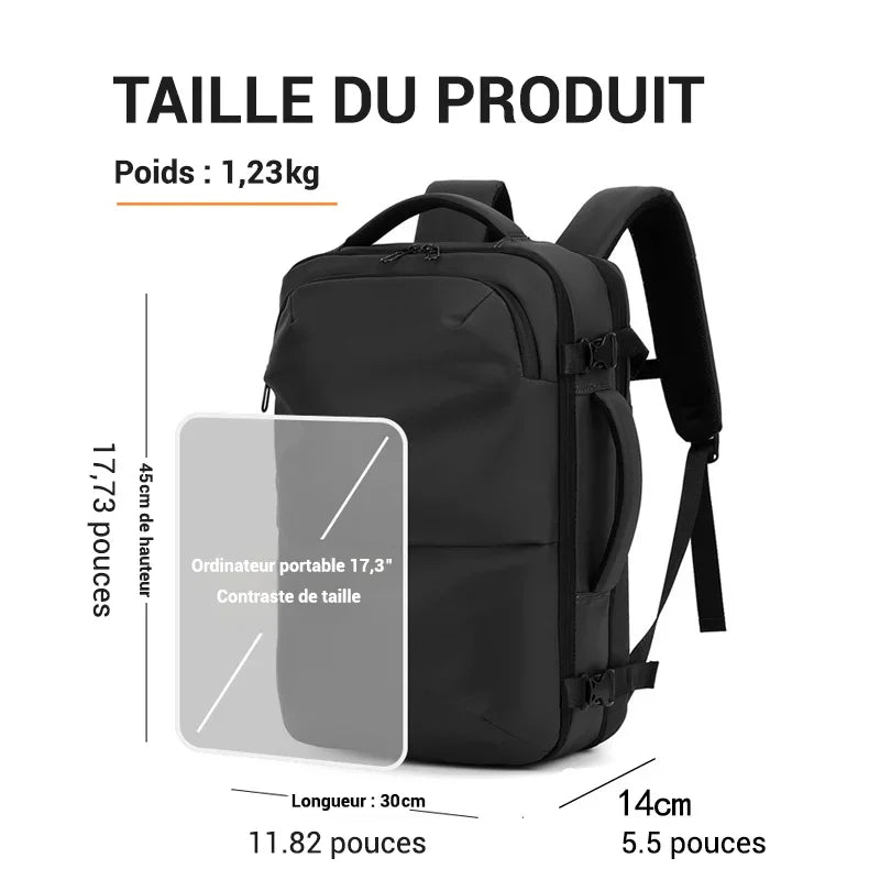 Sac à dos cabine - système compression sous vide 45 cm x 30 cm x 14 cm