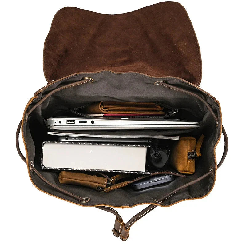 sac a dos vintage marron cuir